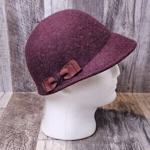 Ted Baker Wool Felt Peak Hat Womens Ribbon Bow Cloche Great Gatsby Roaring 20s